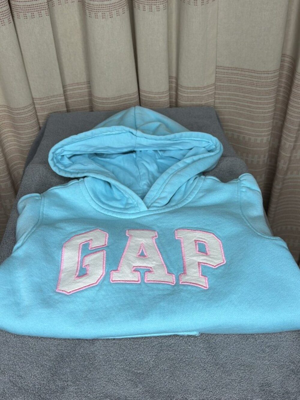 babyGap Girls 5 Aqua Blue GAP Arch Logo Pullover Hoodie Sweatshirt